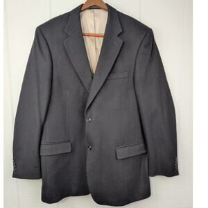 Vintage Palm Beach Mens Blazer 100% Camel Hair Black 44 Long Sports Coat Jacket